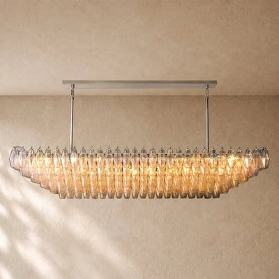 Chiaramn Glass Tired Rectangular Chandelier 54"74"