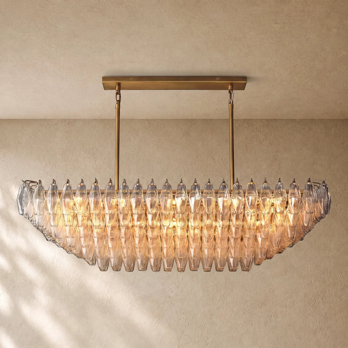 Chiaramn Glass Tired Rectangular Chandelier 54"74"