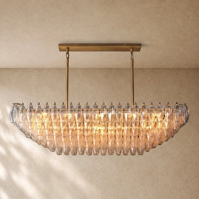 Chiaramn Glass Tired Rectangular Chandelier 54"74"