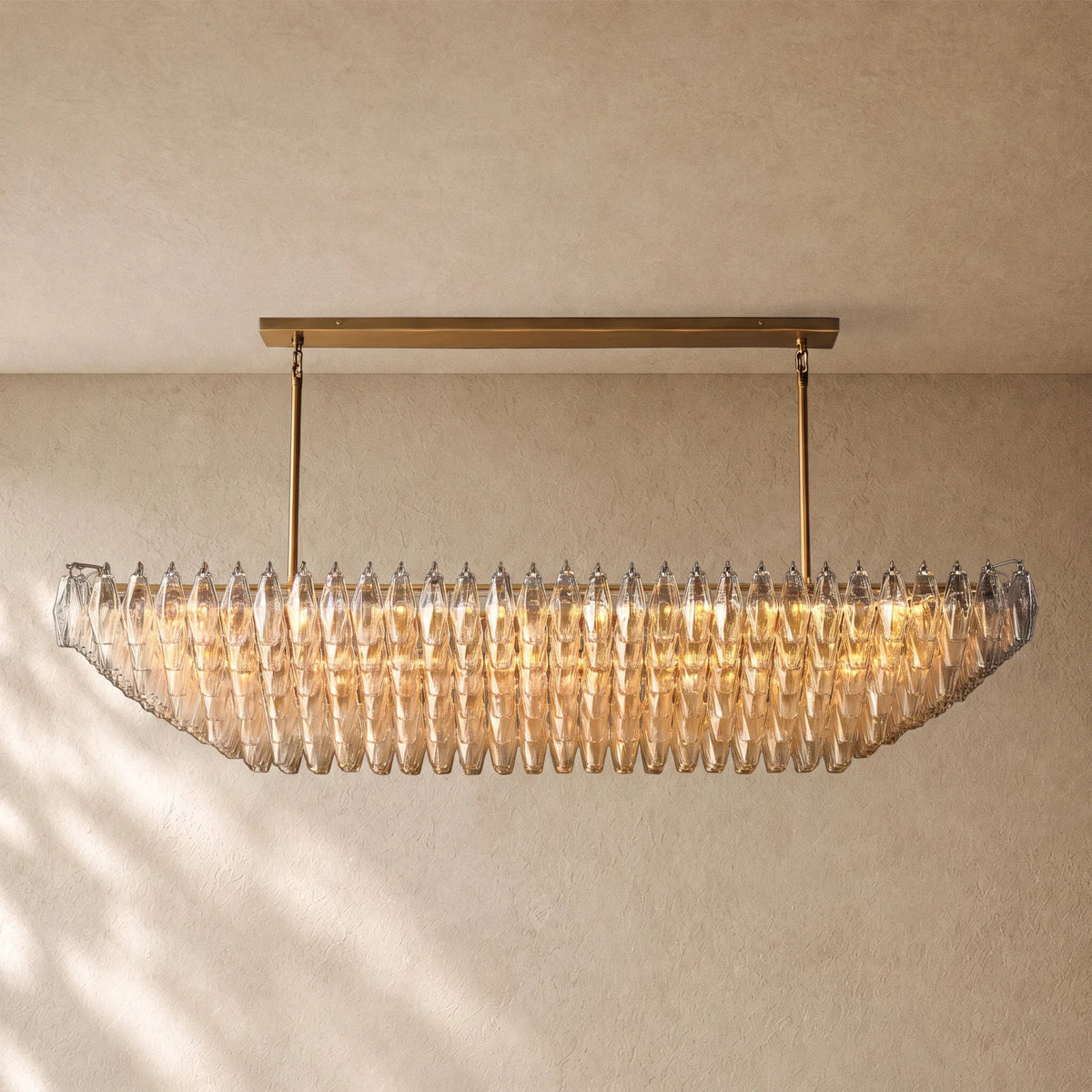 Chiaramn Glass Tired Rectangular Chandelier 54"74"