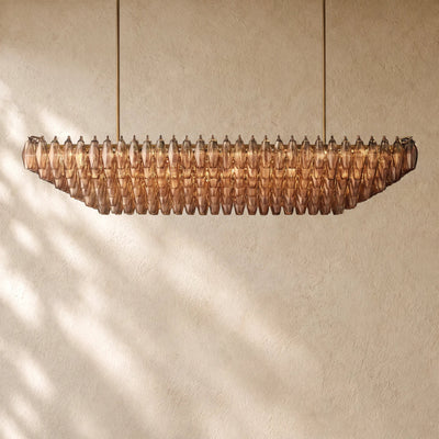 Chiaramn Glass Tired Rectangular Chandelier 54"74"