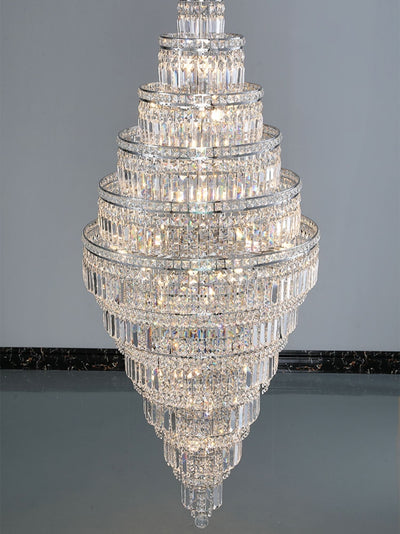 Chrome Extra Large Crystal Chandelier for Foyer Staircase Living Room Entrance Ceiling Light Fixture In Silver - cyranlamps