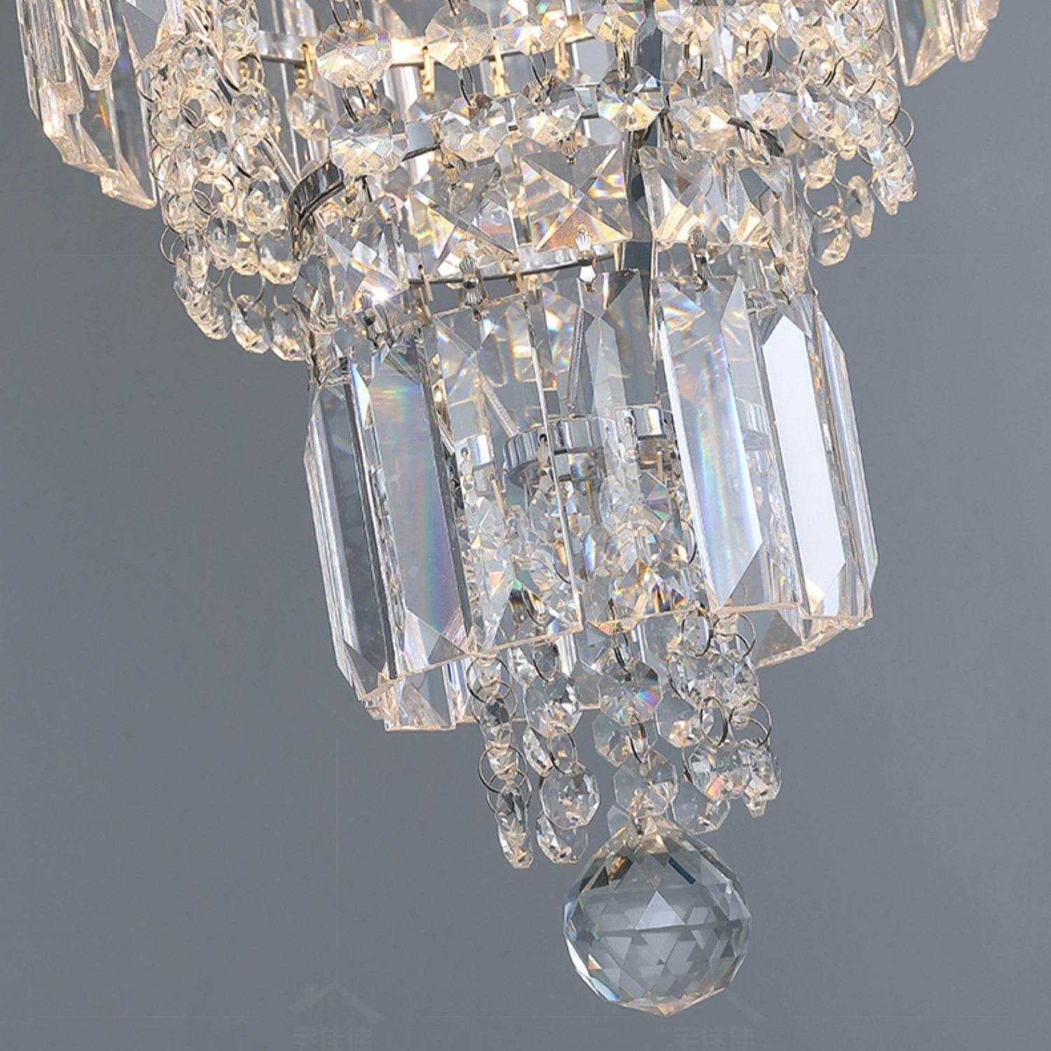 Chrome Extra Large Crystal Chandelier for Foyer Staircase Living Room Entrance Ceiling Light Fixture In Silver - cyranlamps