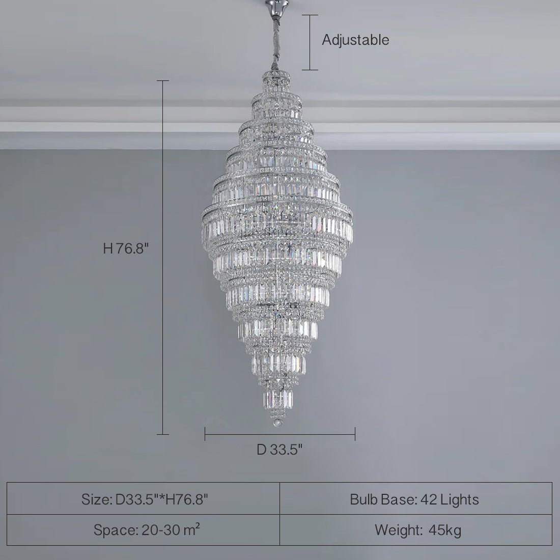 Chrome Extra Large Crystal Chandelier for Foyer Staircase Living Room Entrance Ceiling Light Fixture In Silver - cyranlamps