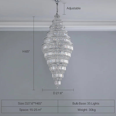 Chrome Extra Large Crystal Chandelier for Foyer Staircase Living Room Entrance Ceiling Light Fixture In Silver - cyranlamps