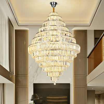 Chrome/ Silver/ Gold Extra Large Chandelier For Foyer Living Room Staircase Crystal Ceiling Lighting Fixture - cyranlamps