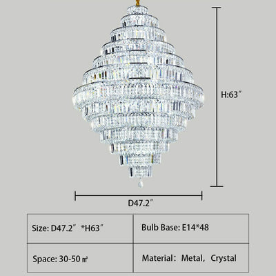 Chrome/ Silver/ Gold Extra Large Chandelier For Foyer Living Room Staircase Crystal Ceiling Lighting Fixture - cyranlamps