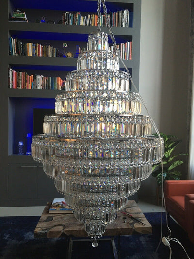 Chrome/ Silver/ Gold Extra Large Chandelier For Foyer Living Room Staircase Crystal Ceiling Lighting Fixture - cyranlamps