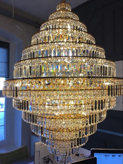 Chrome/ Silver/ Gold Extra Large Chandelier For Foyer Living Room Staircase Crystal Ceiling Lighting Fixture - cyranlamps
