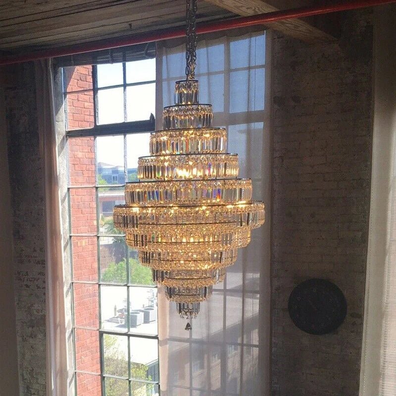 Chrome/ Silver/ Gold Extra Large Chandelier For Foyer Living Room Staircase Crystal Ceiling Lighting Fixture - cyranlamps