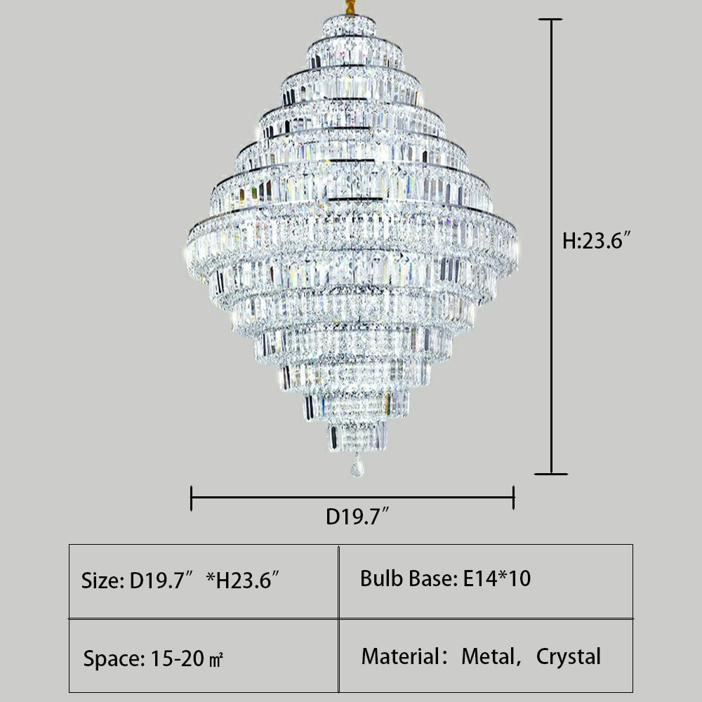 Chrome/ Silver/ Gold Extra Large Chandelier For Foyer Living Room Staircase Crystal Ceiling Lighting Fixture - cyranlamps