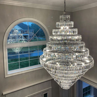 Chrome/ Silver/ Gold Extra Large Chandelier For Foyer Living Room Staircase Crystal Ceiling Lighting Fixture - cyranlamps