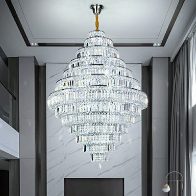 Chrome/ Silver/ Gold Extra Large Chandelier For Foyer Living Room Staircase Crystal Ceiling Lighting Fixture - cyranlamps