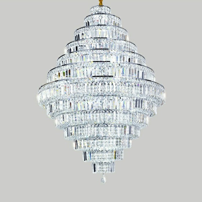 Chrome/ Silver/ Gold Extra Large Chandelier For Foyer Living Room Staircase Crystal Ceiling Lighting Fixture - cyranlamps