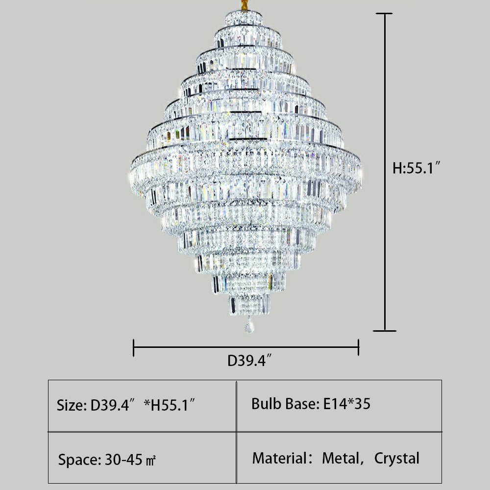 Chrome/ Silver/ Gold Extra Large Chandelier For Foyer Living Room Staircase Crystal Ceiling Lighting Fixture - cyranlamps