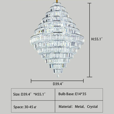 Chrome/ Silver/ Gold Extra Large Chandelier For Foyer Living Room Staircase Crystal Ceiling Lighting Fixture - cyranlamps