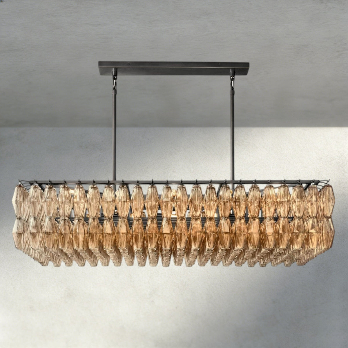CIHELA CLEAR/ SMOKE GLASS RECTANGULAR CHANDELIER 54", 74" - cyranlighting
