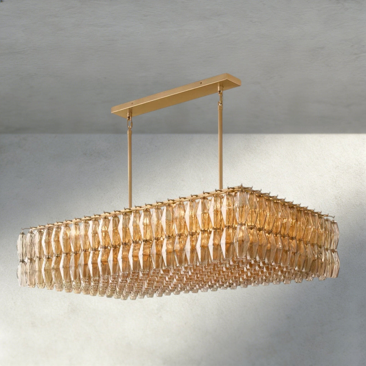 CIHELA CLEAR/ SMOKE GLASS RECTANGULAR CHANDELIER 54", 74" - cyranlighting