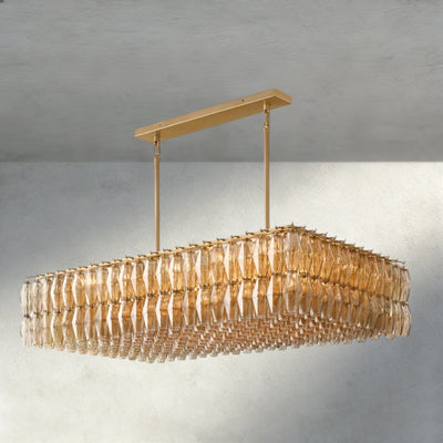 CIHELA CLEAR/ SMOKE GLASS RECTANGULAR CHANDELIER 54", 74" - cyranlighting