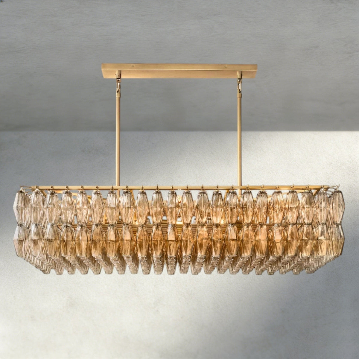CIHELA CLEAR/ SMOKE GLASS RECTANGULAR CHANDELIER 54", 74" - cyranlighting