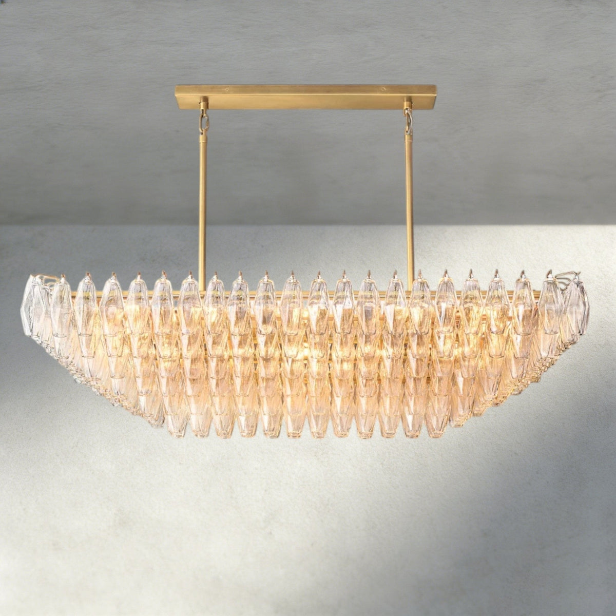 CIHELA CLEAR/ SMOKE GLASS TIERED RECTANGULAR CHANDELIER 54", 74" - cyranlighting