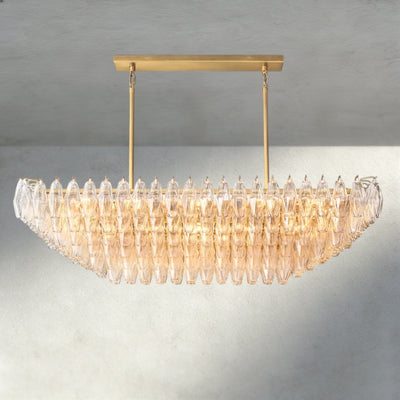 CIHELA CLEAR/ SMOKE GLASS TIERED RECTANGULAR CHANDELIER 54", 74" - cyranlighting