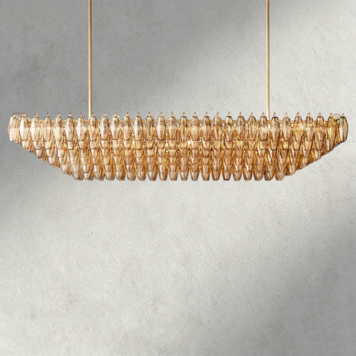 CIHELA CLEAR/ SMOKE GLASS TIERED RECTANGULAR CHANDELIER 54", 74" - cyranlighting