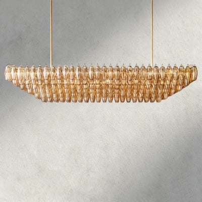 CIHELA CLEAR/ SMOKE GLASS TIERED RECTANGULAR CHANDELIER 54", 74" - cyranlighting