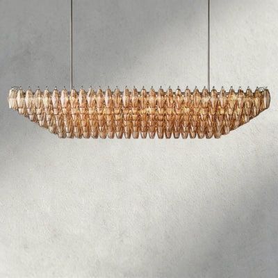 CIHELA CLEAR/ SMOKE GLASS TIERED RECTANGULAR CHANDELIER 54", 74" - cyranlighting