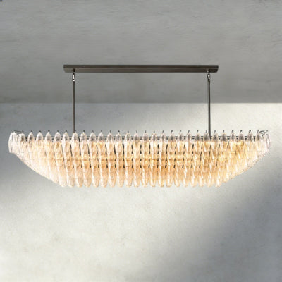 CIHELA CLEAR/ SMOKE GLASS TIERED RECTANGULAR CHANDELIER 54", 74" - cyranlighting