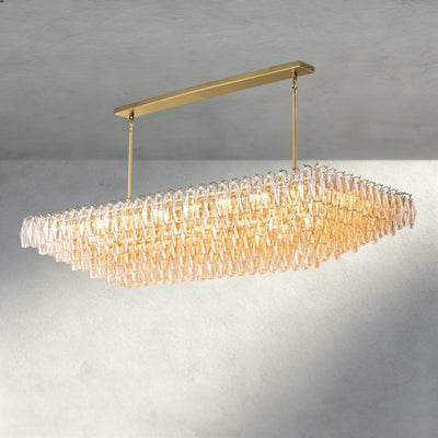 CIHELA CLEAR/ SMOKE GLASS TIERED RECTANGULAR CHANDELIER 54", 74" - cyranlighting