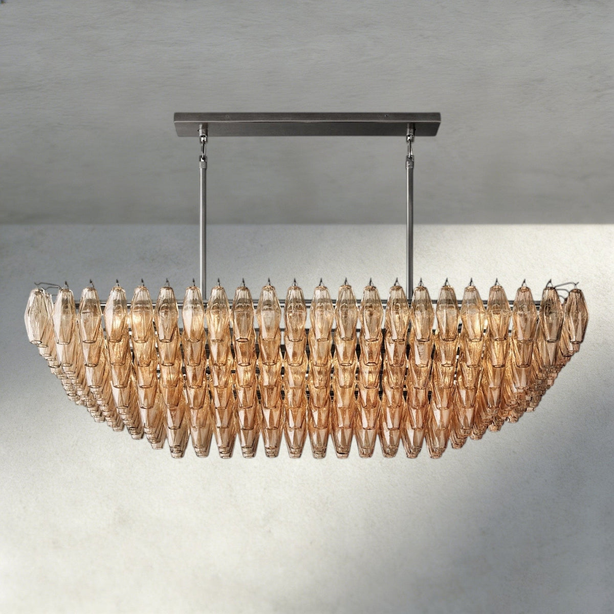 CIHELA CLEAR/ SMOKE GLASS TIERED RECTANGULAR CHANDELIER 54", 74" - cyranlighting