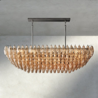 CIHELA CLEAR/ SMOKE GLASS TIERED RECTANGULAR CHANDELIER 54", 74" - cyranlighting