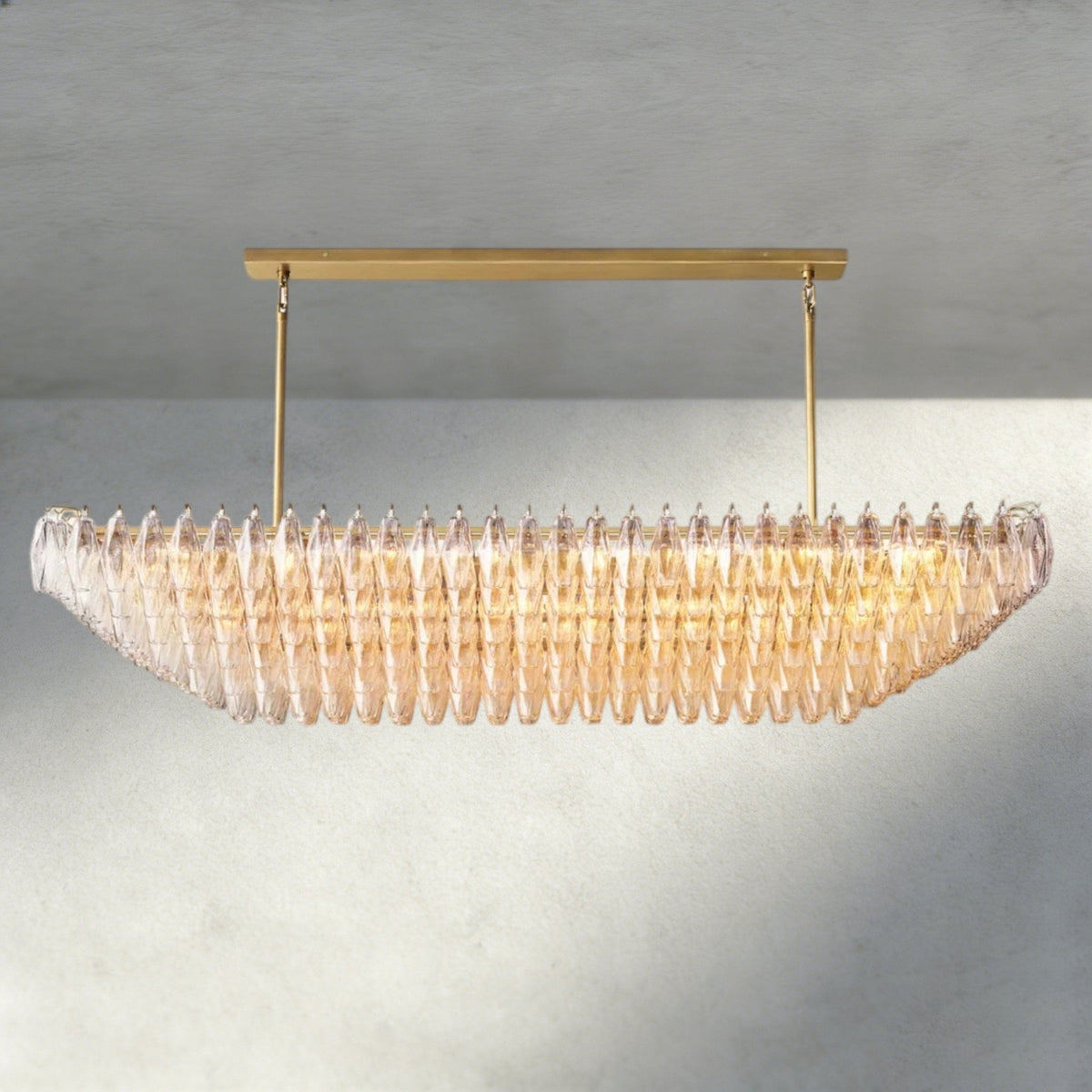 CIHELA CLEAR/ SMOKE GLASS TIERED RECTANGULAR CHANDELIER 54", 74" - cyranlighting