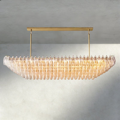 CIHELA CLEAR/ SMOKE GLASS TIERED RECTANGULAR CHANDELIER 54", 74" - cyranlighting