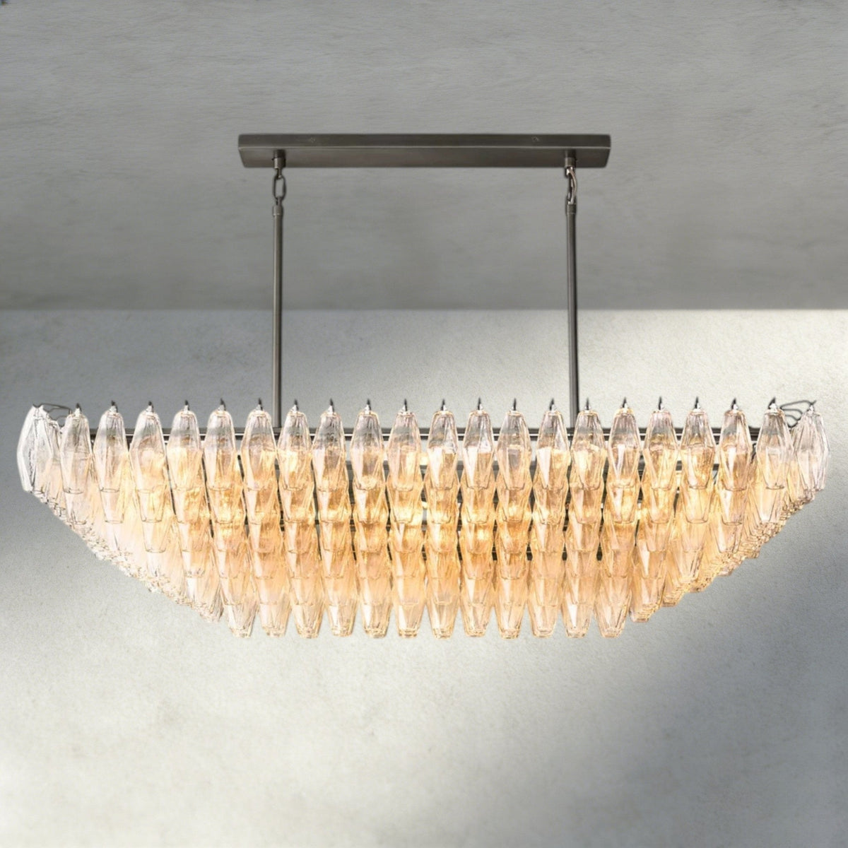 CIHELA CLEAR/ SMOKE GLASS TIERED RECTANGULAR CHANDELIER 54", 74" - cyranlighting