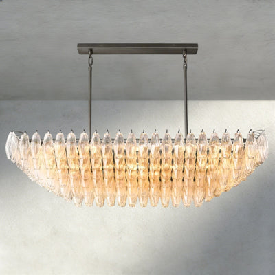 CIHELA CLEAR/ SMOKE GLASS TIERED RECTANGULAR CHANDELIER 54", 74" - cyranlighting