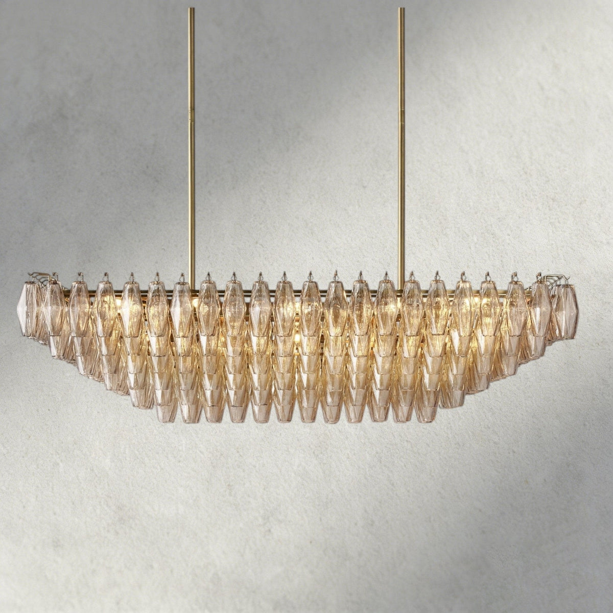 CIHELA CLEAR/ SMOKE GLASS TIERED RECTANGULAR CHANDELIER 54", 74" - cyranlighting
