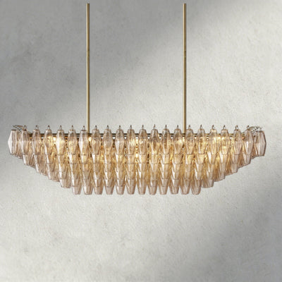 CIHELA CLEAR/ SMOKE GLASS TIERED RECTANGULAR CHANDELIER 54", 74" - cyranlighting