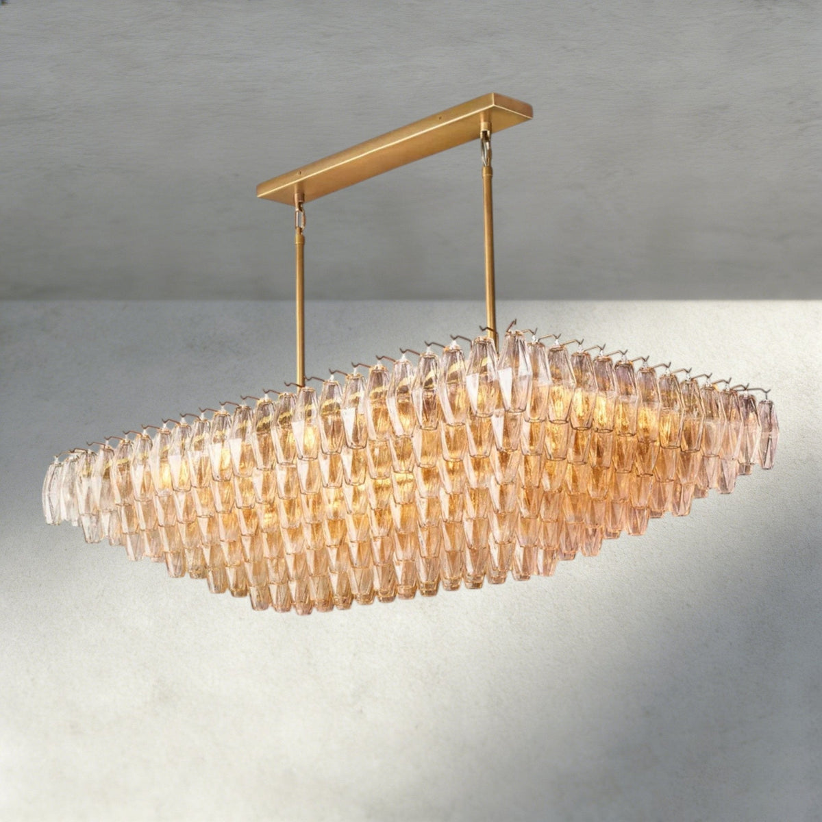 CIHELA CLEAR/ SMOKE GLASS TIERED RECTANGULAR CHANDELIER 54", 74" - cyranlighting