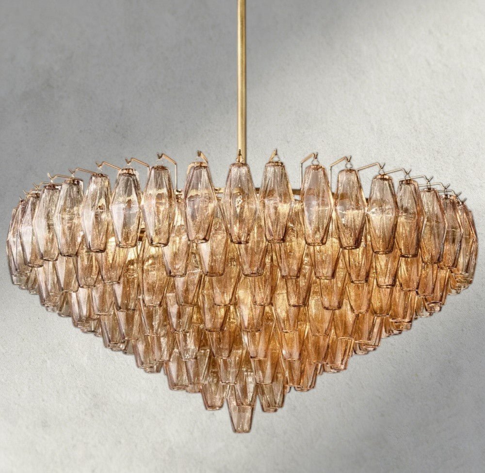 CIHELA CLEAR/ SMOKE GLASS TIERED ROUND CHANDELIER 37", 47", 62" - cyranlighting