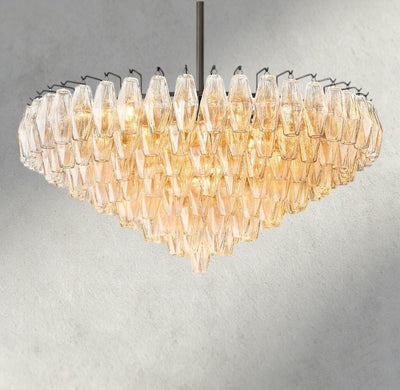 CIHELA CLEAR/ SMOKE GLASS TIERED ROUND CHANDELIER 37", 47", 62" - cyranlighting