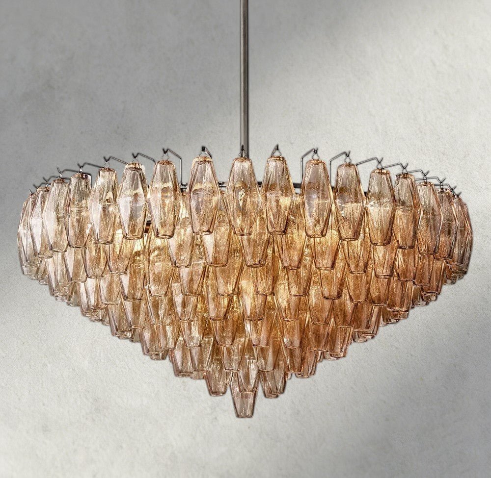 CIHELA CLEAR/ SMOKE GLASS TIERED ROUND CHANDELIER 37", 47", 62" - cyranlighting