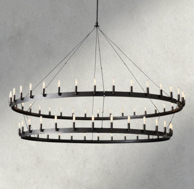 Cominv Vintage Filament Two - Tier Chandelier 38", 50", 63", 71" - cyranlighting