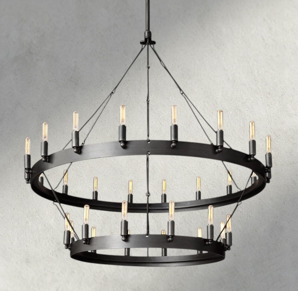 Cominv Vintage Filament Two - Tier Chandelier 38", 50", 63", 71" - cyranlighting