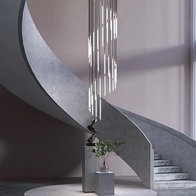 Contemporary Staircase Chandelier Spiral Tube Ceiling Light - Cyran Lamps