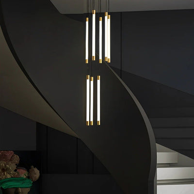 Contemporary Staircase Chandelier Spiral Tube Ceiling Light - Cyran Lamps