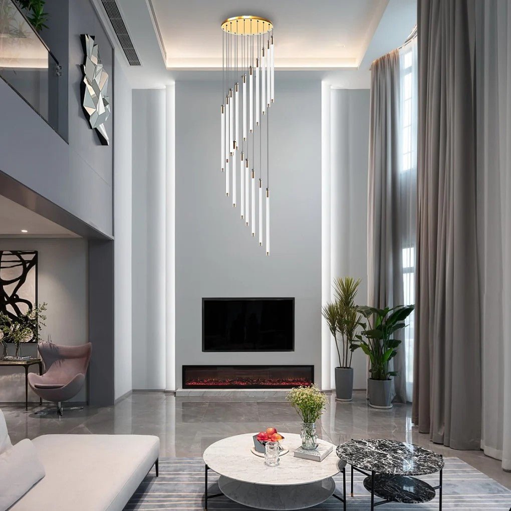Contemporary Staircase Chandelier Spiral Tube Ceiling Light - Cyran Lamps