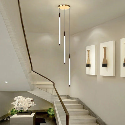 Contemporary Staircase Chandelier Spiral Tube Ceiling Light - Cyran Lamps
