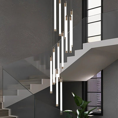 Contemporary Staircase Chandelier Spiral Tube Ceiling Light - Cyran Lamps